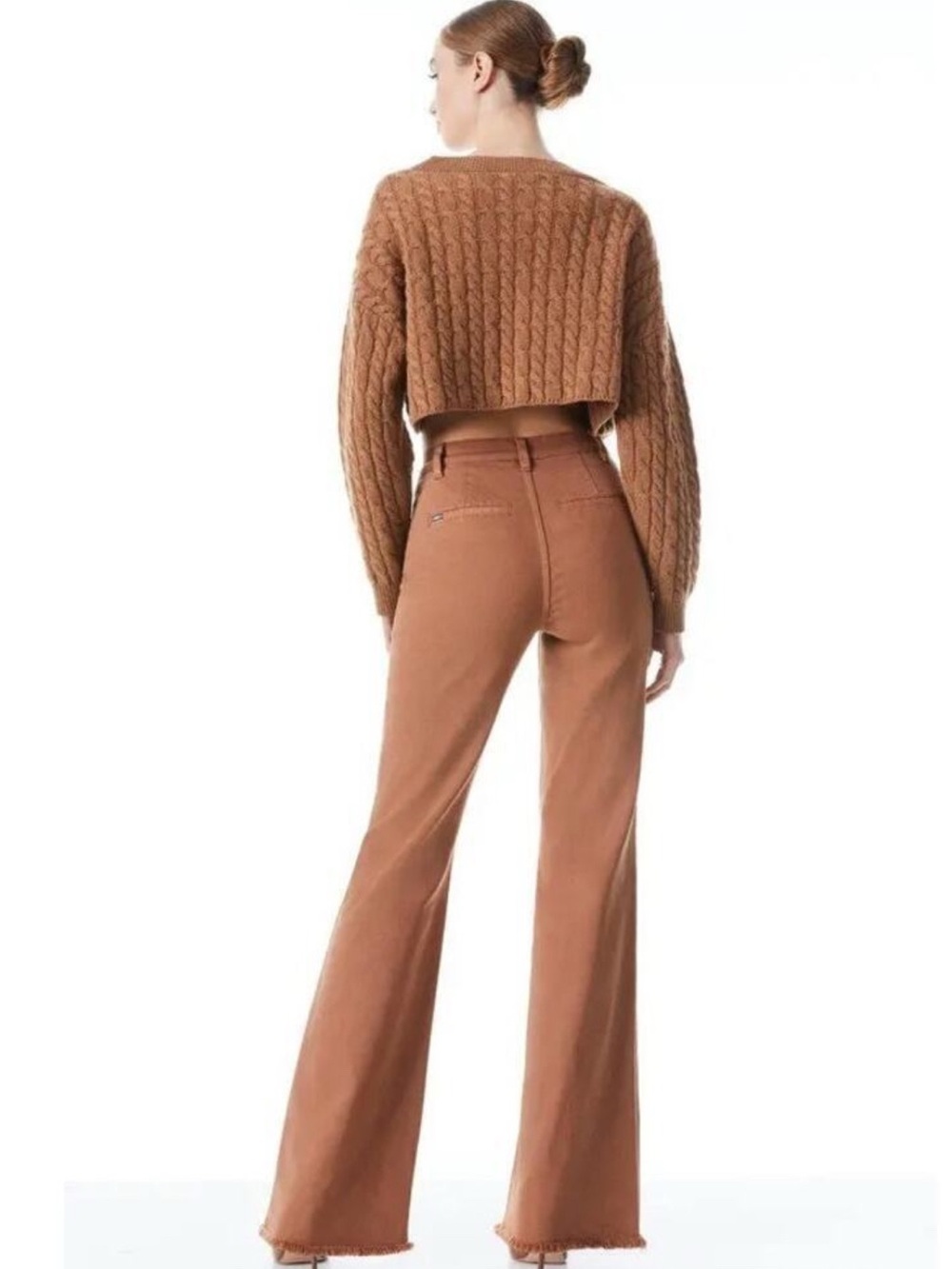 Alice + Olivia Gorgeous Coin Pocket Brown Flare Frayed Hem Jean